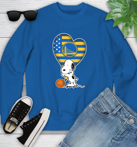 Golden State Warriors NBA Basketball The Peanuts Movie Adorable Snoopy Youth Sweatshirt 8