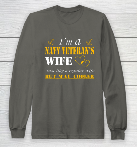 Womens I am a Navy veterans wife t shirt Navy veteran Long Sleeve T-Shirt 5