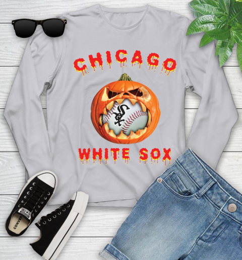 MLB Chicago White Sox Halloween Pumpkin Baseball Sports Youth Long Sleeve 5