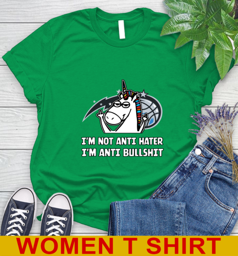 Orlando Magic NBA Basketball Unicorn I'm Not Anti Hater I'm Anti Bullshit Women's T-Shirt 6