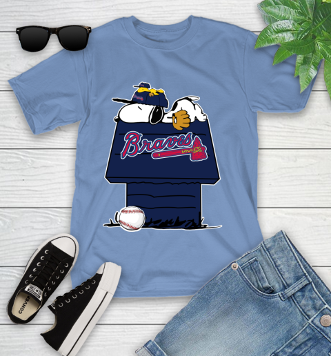 MLB Atlanta Braves Snoopy Woodstock The Peanuts Movie Baseball T Shirt Youth T-Shirt 11