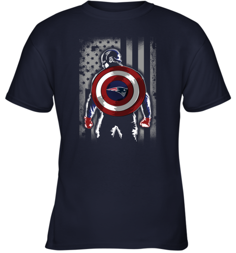 NFL New England Patriots Captain America Marvel Flag Football Sports tK06pVYJPZZ youth t shirt 26 95 151514 front navy
