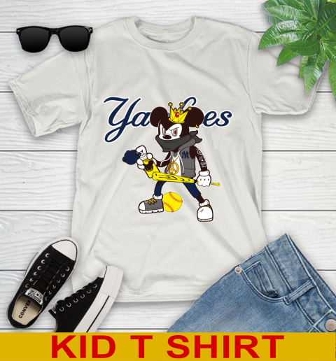 New York Yankees MLB Baseball Mickey Peace Sign Sports Youth T-Shirt 12