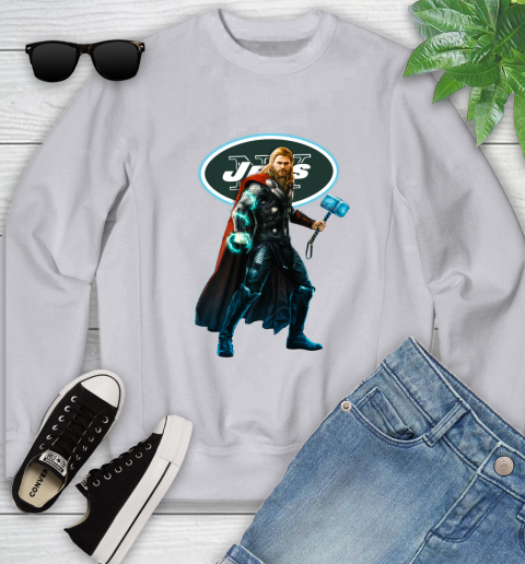 NFL Thor Avengers Endgame Football New York Jets Youth Sweatshirt 4