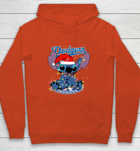 Los Angeles Dodgers MLB noel stitch Baseball Christmas Youth Hoodie 3