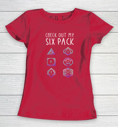 Funny Check Out My Six Pack Dice For Dragons D20 RPG Gamer Women's T-Shirt 7