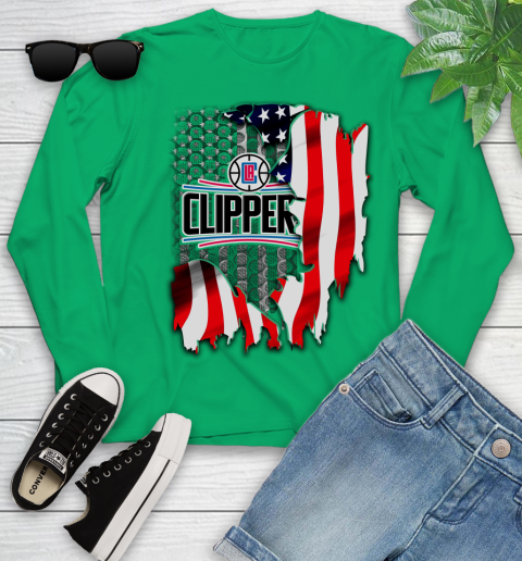 Los Angeles Clippers NBA Basketball American Flag Youth Long Sleeve 7