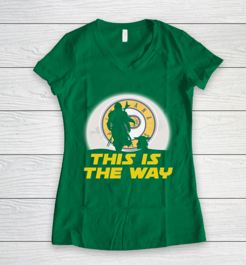 Indiana Pacers NBA Basketball Star Wars Yoda And Mandalorian This Is The Way Women's V-Neck T-Shirt 3