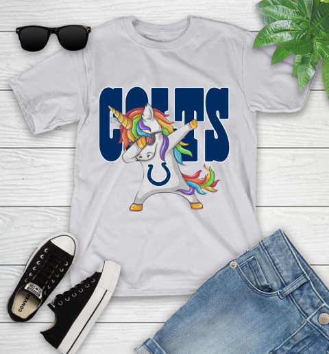 Indianapolis Colts NFL Football Funny Unicorn Dabbing Sports Youth T-Shirt 4