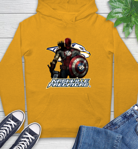 NHL Captain America Thor Spider Man Hawkeye Avengers Endgame Hockey Nashville Predators Hoodie 3