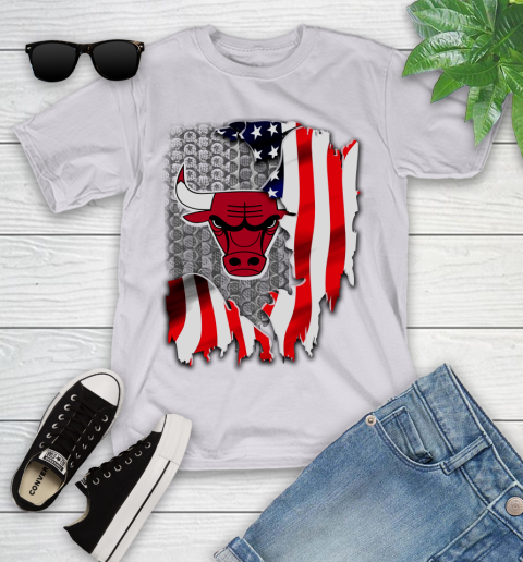 Chicago Bulls NBA Basketball American Flag Youth T-Shirt 4