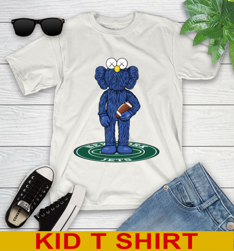 NFL Football New York Jets Kaws Bff Blue Figure Shirt Youth T-Shirt