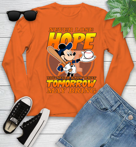 Houston Astros MLB Baseball Mickey Disney Never Lose Hope Youth Long Sleeve 3
