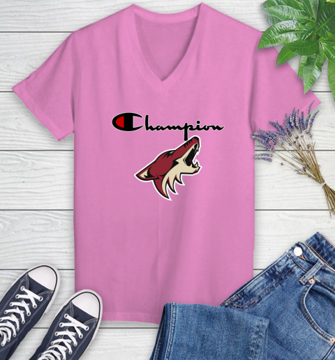 NHL Hockey Arizona Coyotes Champion Shirt Women's V-Neck T-Shirt 10
