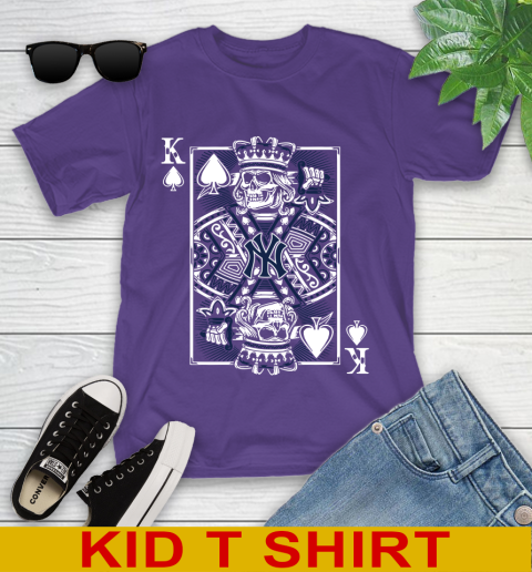 New York Yankees MLB Baseball The King Of Spades Death Cards Shirt Youth T-Shirt 3