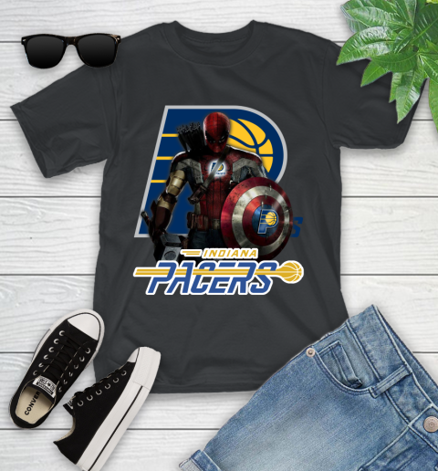 Indiana Pacers NBA Basketball Captain America Thor Spider Man Hawkeye Avengers Youth T-Shirt 2