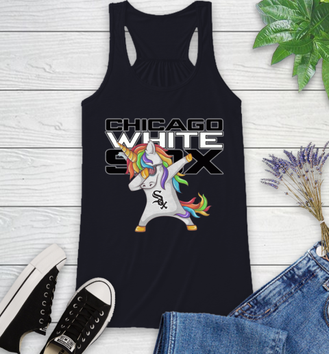 Chicago White Sox MLB Baseball Funny Unicorn Dabbing Sports Racerback Tank 10