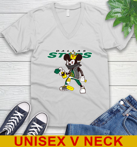 Dallas Stars NHL Hockey Mickey Peace Sign Sports V-Neck T-Shirt