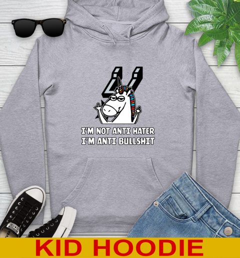 San Antonio Spurs NBA Basketball Unicorn I'm Not Anti Hater I'm Anti Bullshit Youth Hoodie 6