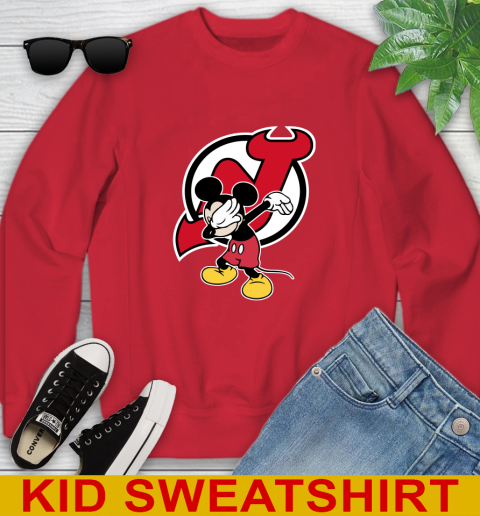 New Jersey Devils NHL Hockey Dabbing Mickey Disney Sports Youth Sweatshirt 8