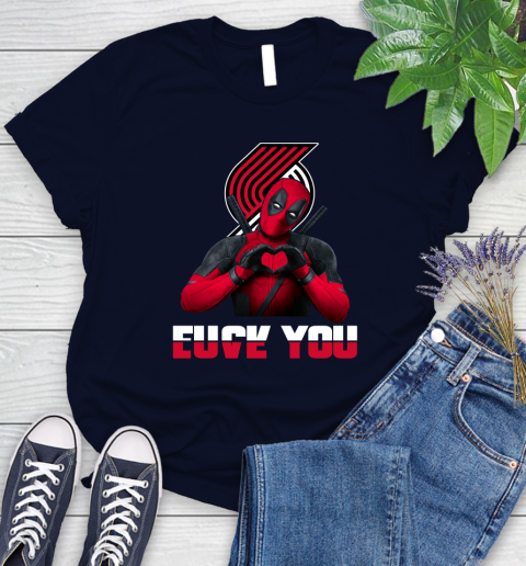NBA Portland Trail Blazers Deadpool Love You Fuck You Basketball Sports Women's T-Shirt 2