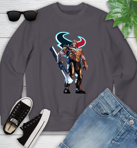 NFL Thanos Gauntlet Avengers Endgame Football Houston Texans Youth Sweatshirt 6