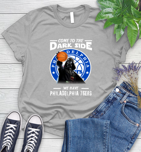 NBA Come To The Dark Side We Have Philadelphia 76ers Star Wars Darth Vader Basketball Women's T-Shirt 5