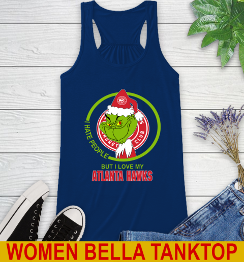 Atlanta Hawks NBA Christmas Grinch I Hate People But I Love My Favorite Basketball Team Racerback Tank 9