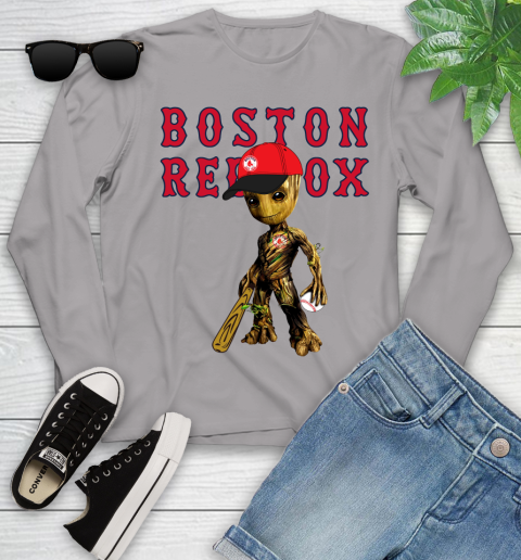 MLB Boston Red Sox Groot Guardians Of The Galaxy Baseball Youth Long Sleeve 5