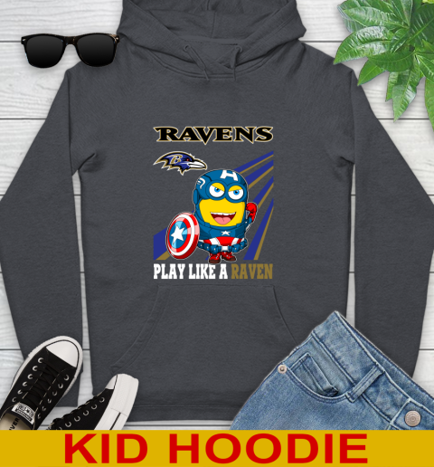 NFL Football Baltimore Ravens Captain America Marvel Avengers Minion Shirt Youth Hoodie 9