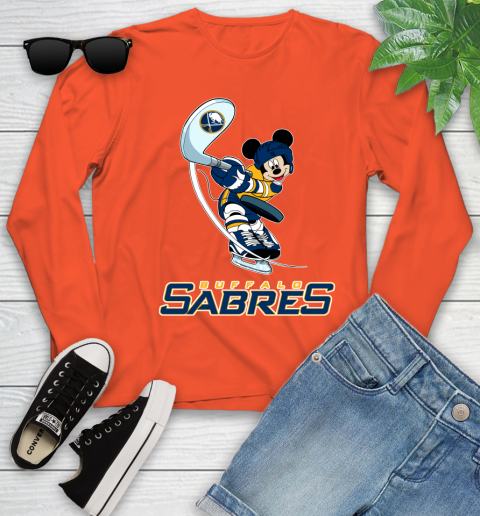 NHL Hockey Buffalo Sabres Cheerful Mickey Mouse Shirt Youth Long Sleeve 4