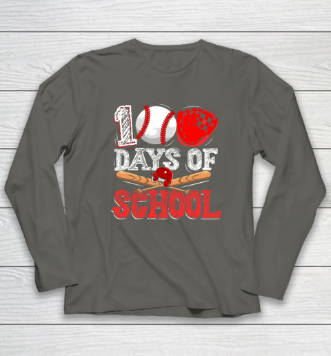 100 Days Of School Baseball 100th Day Long Sleeve T-Shirt 4
