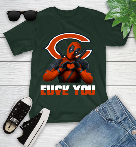 NHL Chicago Bears Deadpool Love You Fuck You Football Sports Youth T-Shirt 5