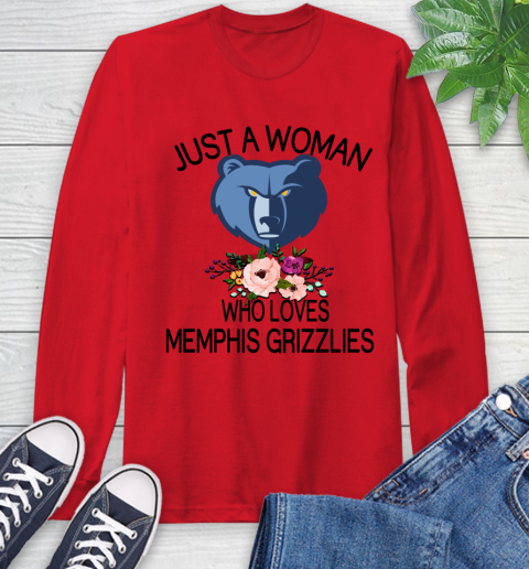NBA Just A Woman Who Loves Memphis Grizzlies Basketball Sports Long Sleeve T-Shirt 9