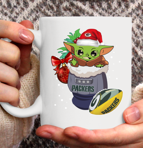 Green Bay Packers Christmas Baby Yoda Star Wars Funny Happy NFL Ceramic Mug 11oz 4