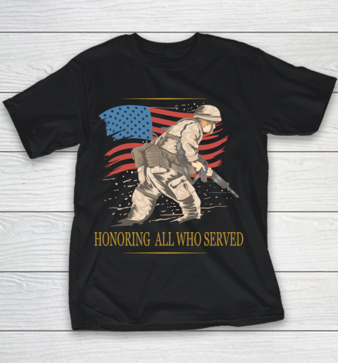 Veteran Shirt Honoring All Who Served Veterans With USA Flag Youth T-Shirt