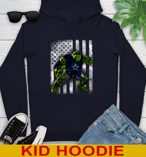 Dallas Cowboys Hulk Marvel Avengers NFL Football American Flag Youth Hoodie 3