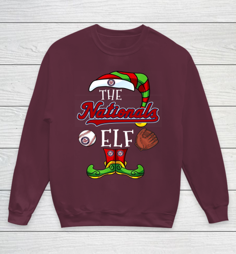 Washington Nationals Christmas ELF Funny MLB Youth Sweatshirt 4