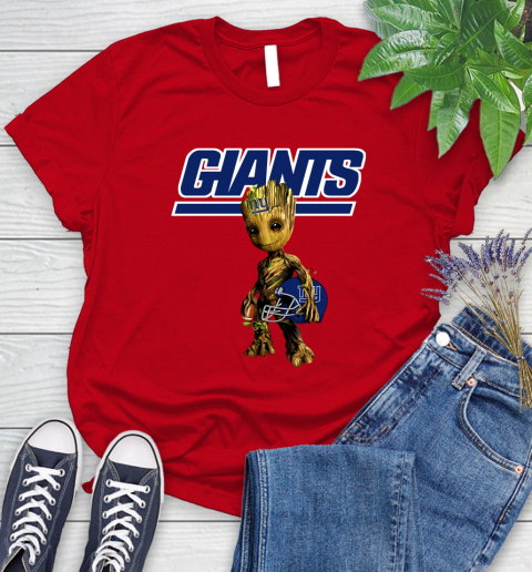 New York Giants NFL Football Groot Marvel Guardians Of The Galaxy Women's T-Shirt 9