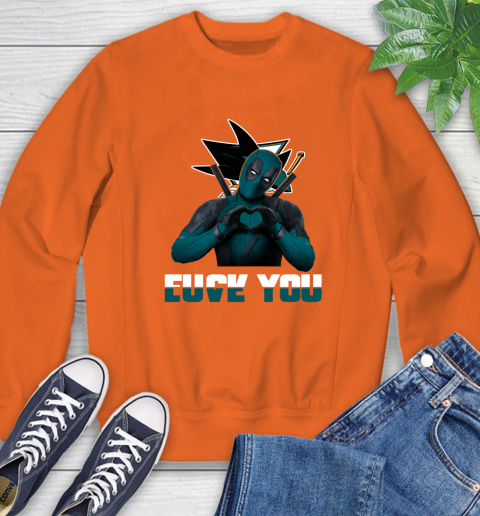 NHL San Jose Sharks Deadpool Love You Fuck You Hockey Sports Sweatshirt - Image 4
