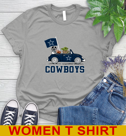 NFL Football Dallas Cowboys Darth Vader Baby Yoda Driving Star Wars Shirt Women's T-Shirt 11
