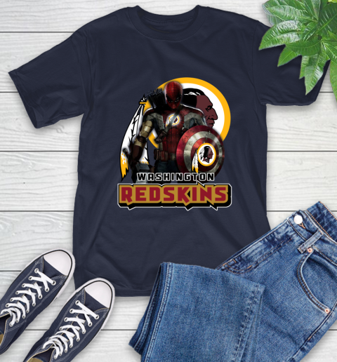 NFL Captain America Thor Spider Man Hawkeye Avengers Endgame Football Washington Redskins T-Shirt 4