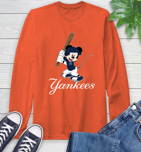 MLB Baseball New York Yankees Cheerful Mickey Mouse Shirt Long Sleeve T-Shirt 5