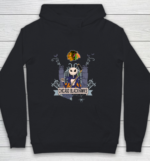 NHL Chicago Blackhawks Hockey Jack Skellington Halloween Youth Hoodie