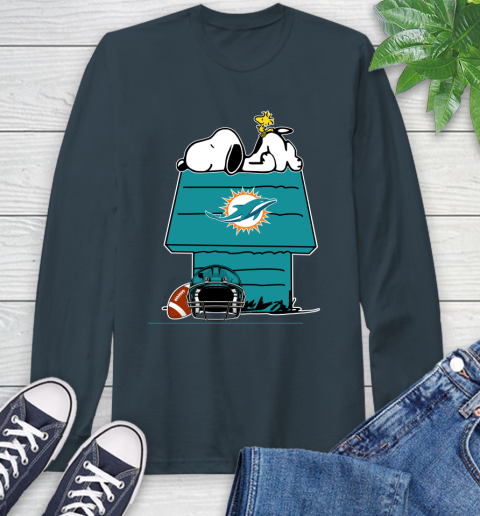 Miami Dolphins NFL Football Snoopy Woodstock The Peanuts Movie Long Sleeve T-Shirt 8