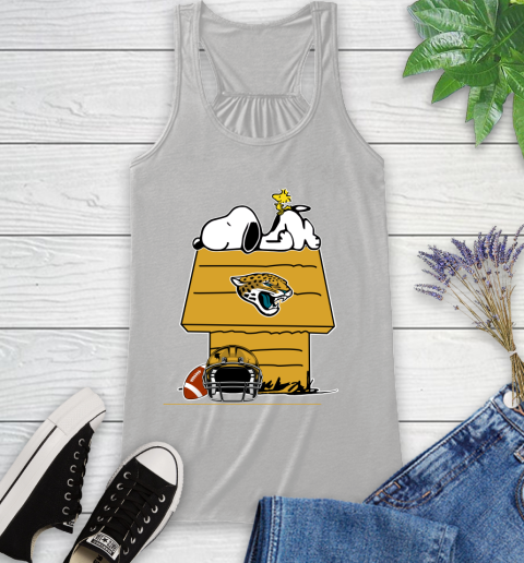 Jacksonville Jaguars NFL Football Snoopy Woodstock The Peanuts Movie Racerback Tank