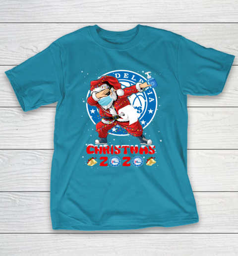 Philadelphia 76ers Funny Santa Claus Dabbing Christmas 2020 NBA T-Shirt 7