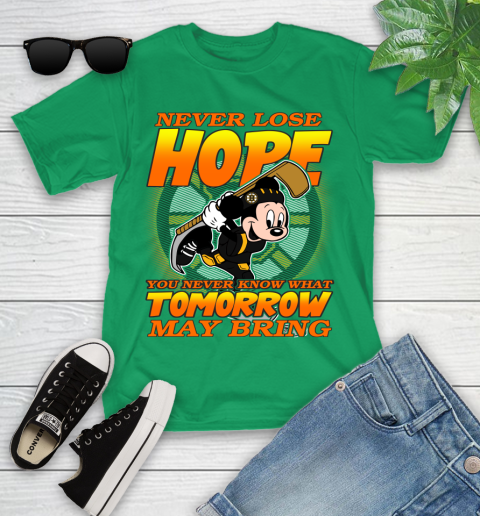 Boston Bruins NHL Hockey ootball Mickey Disney Never Lose Hope Youth T-Shirt 8