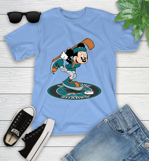 NHL Hockey San Jose Sharks Cheerful Mickey Disney Shirt Youth T-Shirt 11