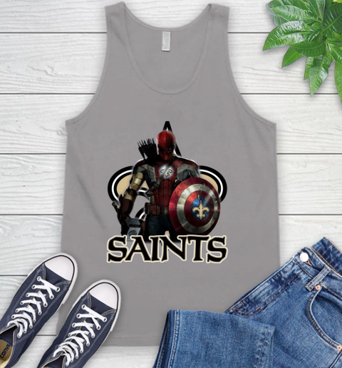 NFL Captain America Thor Spider Man Hawkeye Avengers Endgame Football New Orleans Saints Tank Top 4